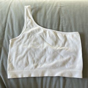 White crop top one shoulder top! Size medium /large